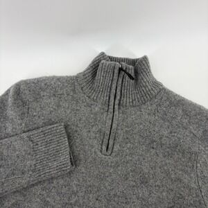 Fisherman Out of Ireland Grey 100% Lambswool‎ Quarter Zip Sweater Womens Large